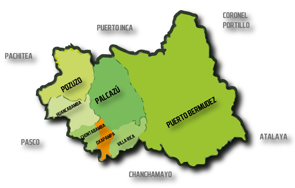 mapa oxapampa Mapa de distritos de la provincia de Oxapampa, Pasco.