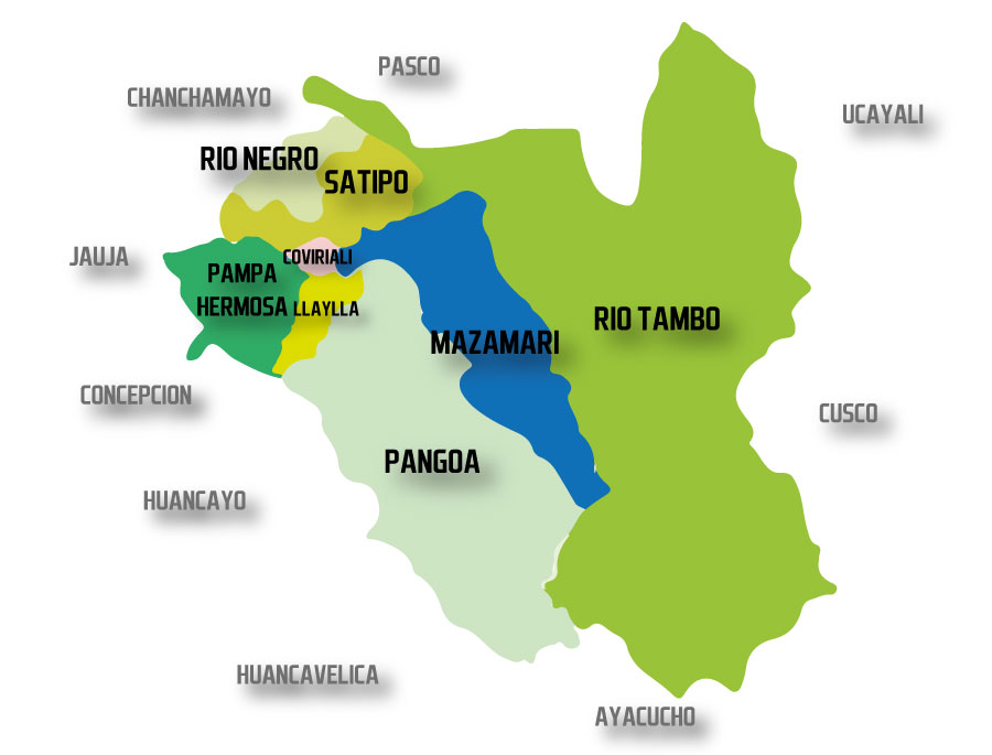mapa satipo Mapa y distritos de la provincia de Satipo, Junín.
